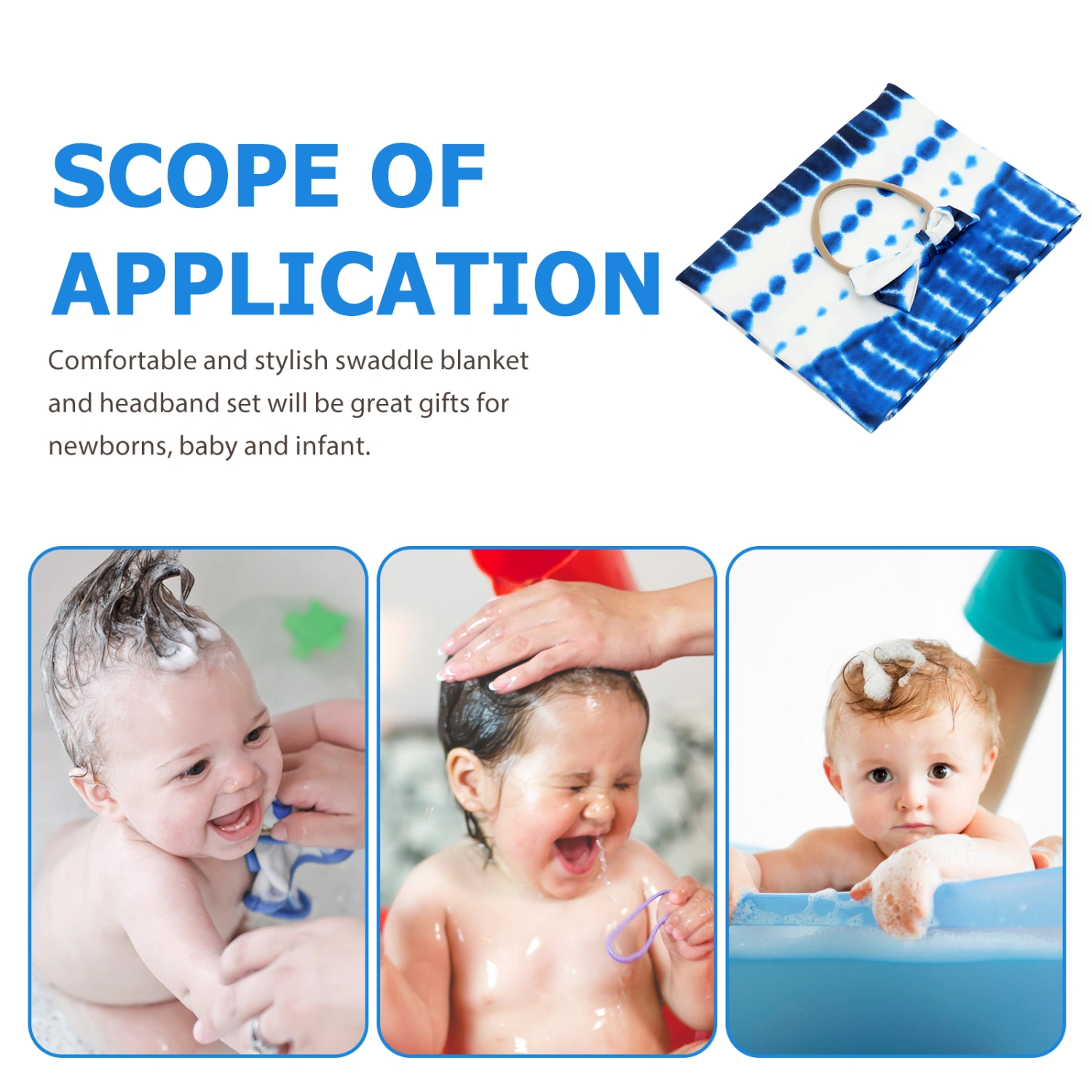 1 Set Baby Receiving Blanket Swaddle Blanket Newborn Wrap Swaddle with Headband
