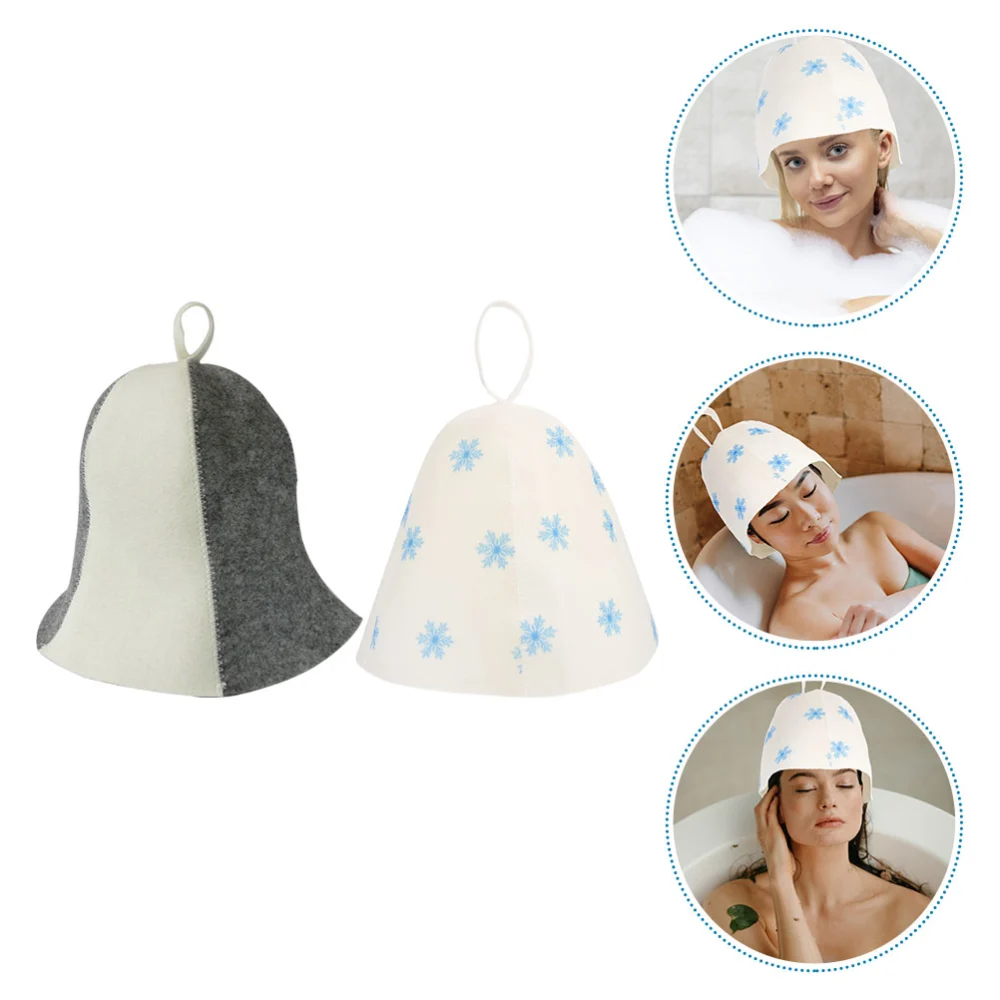 2Pcs Felt Sauna Hats Bath Hats for Sauna Thick Sauna Hats Absorbent Sauna Hats Felt Bath Hats