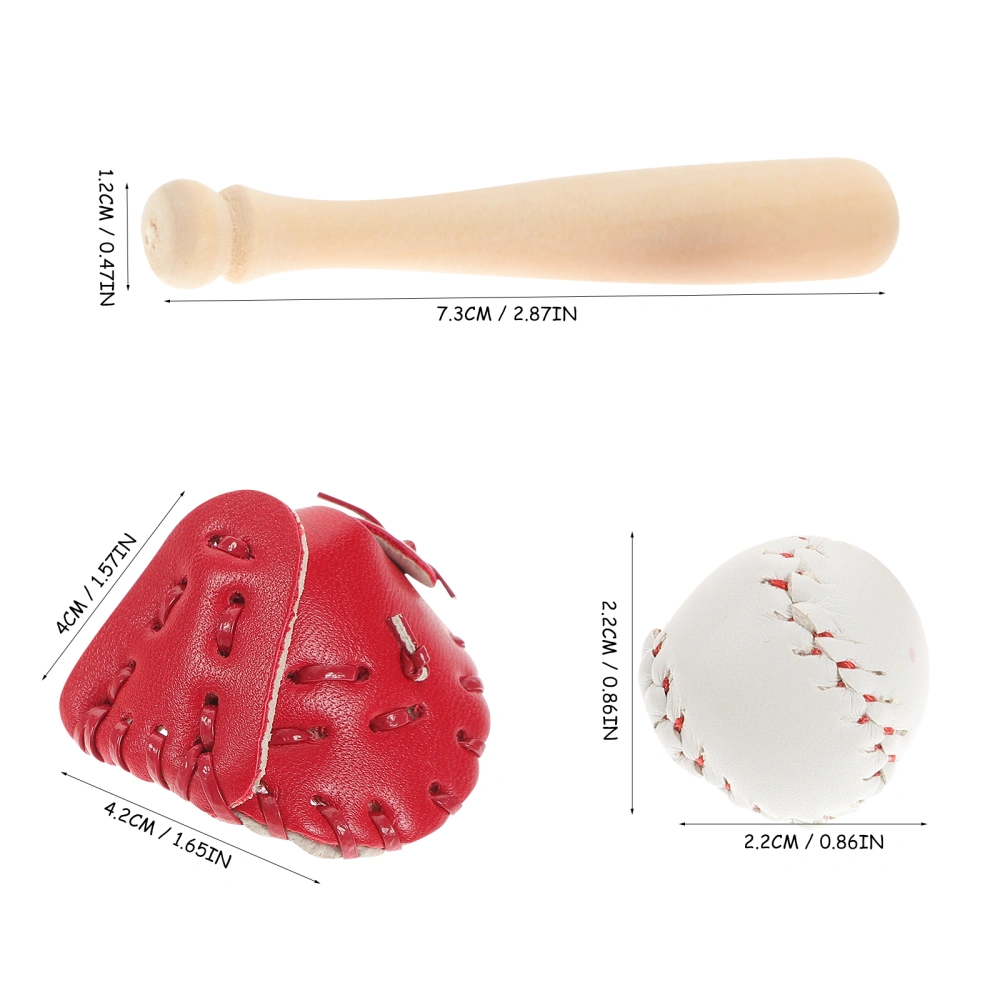 2 Sets Miniatures Sports Baseball Bat Glove and Ball Set Tiny House Sports Accessories