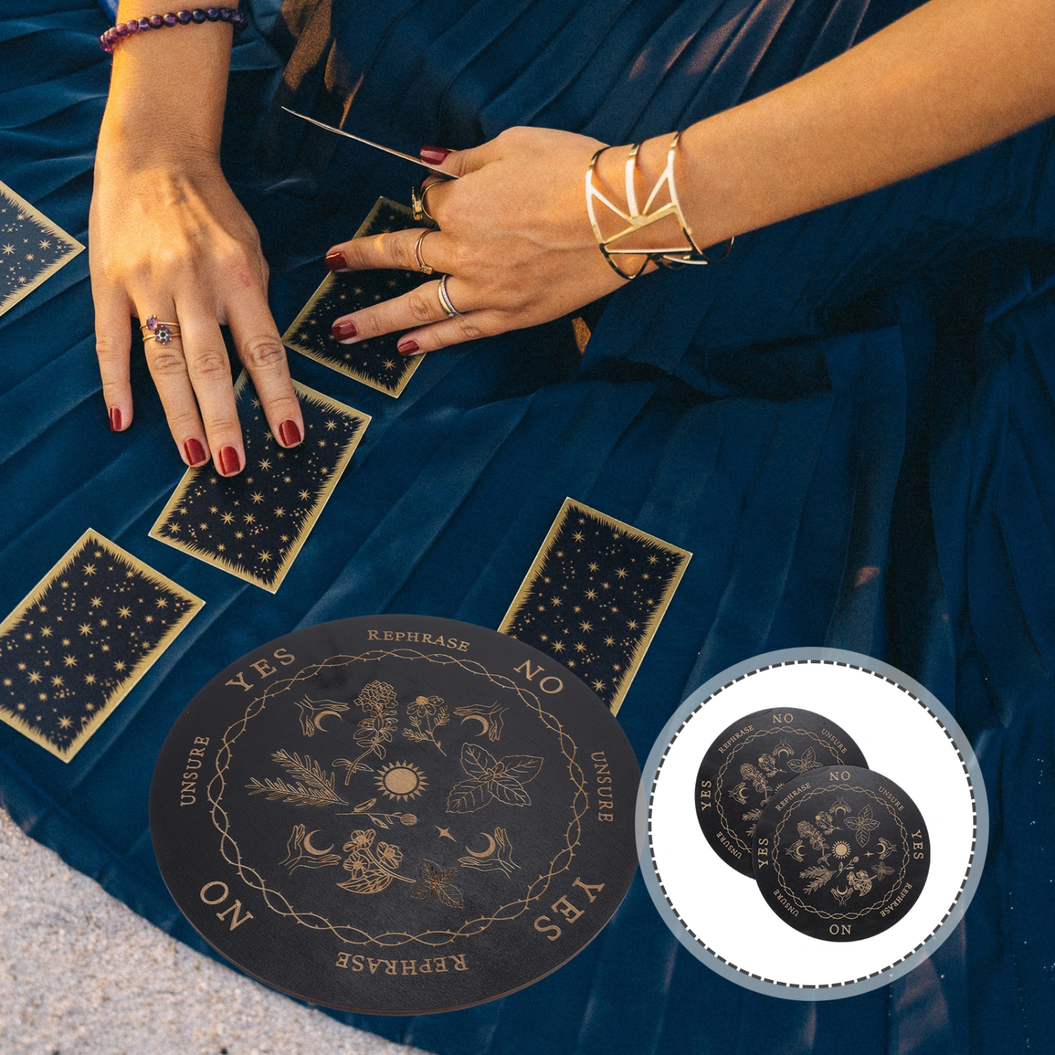 2pcs Wooden Pendulum Board Decorative Divination Boards Home Table Centerpieces