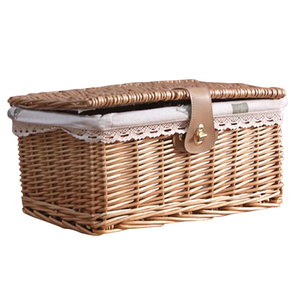 Wicker Storage Basket With Lid Books Storage Box Magazines Organizing Box