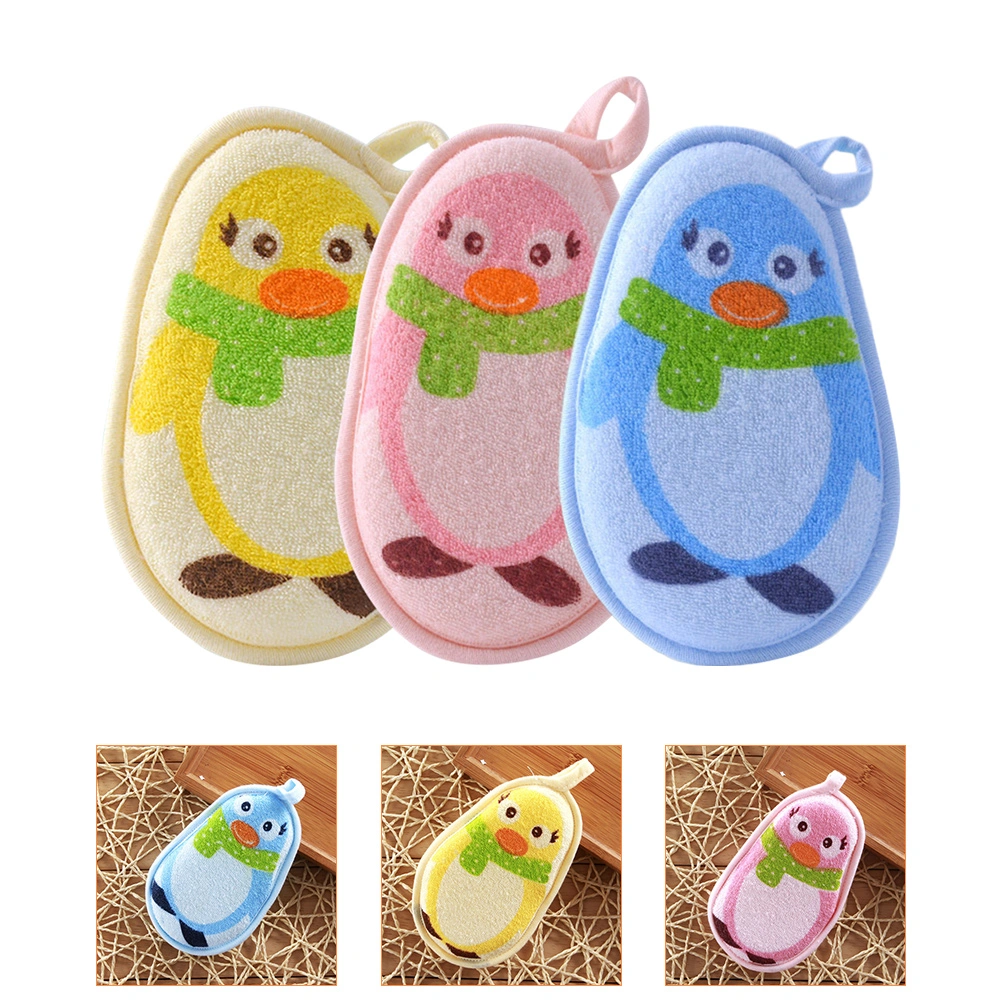 3Pcs Baby Scrubbers Baby Bath Towels Baby Bathing Scrubbers Cartoon Baby Body Scrubbers
