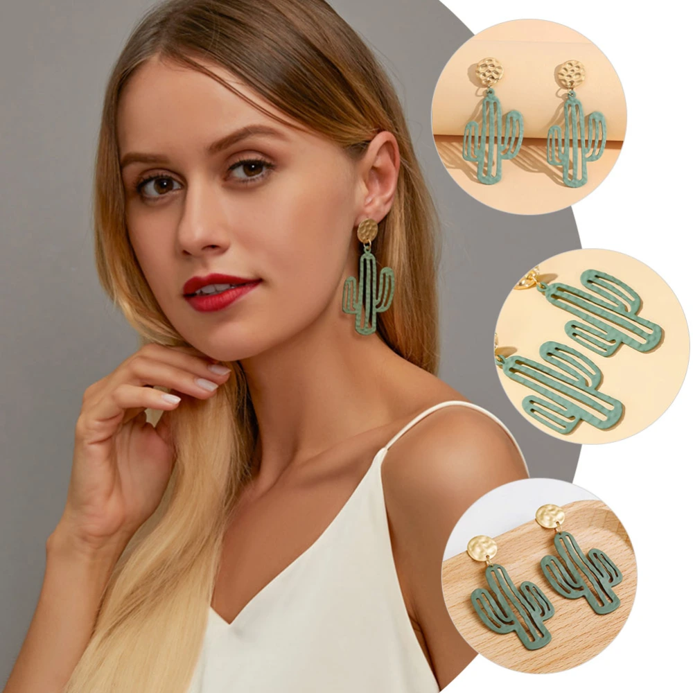 1 Pair Cactus Earrings Plants Studs Earrings Lovely Ear Jewelries for Women Girls