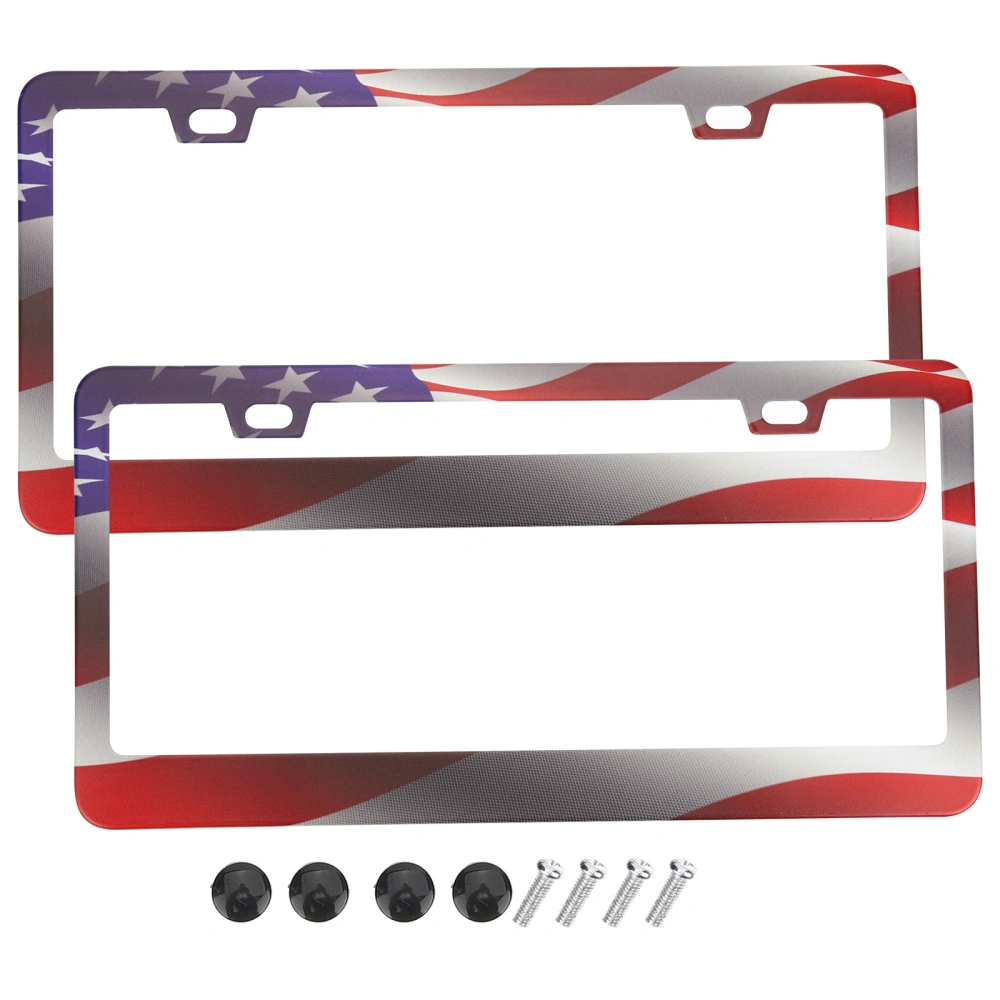 1 Pair License Plate Frame Cover Aluminum Alloy American License Plate Shield