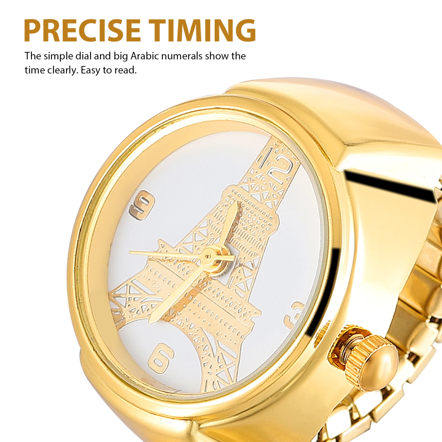 2 Pcs Finger Ring Watches Fashion Personality Ring Watches Clock Rings for Women and Men