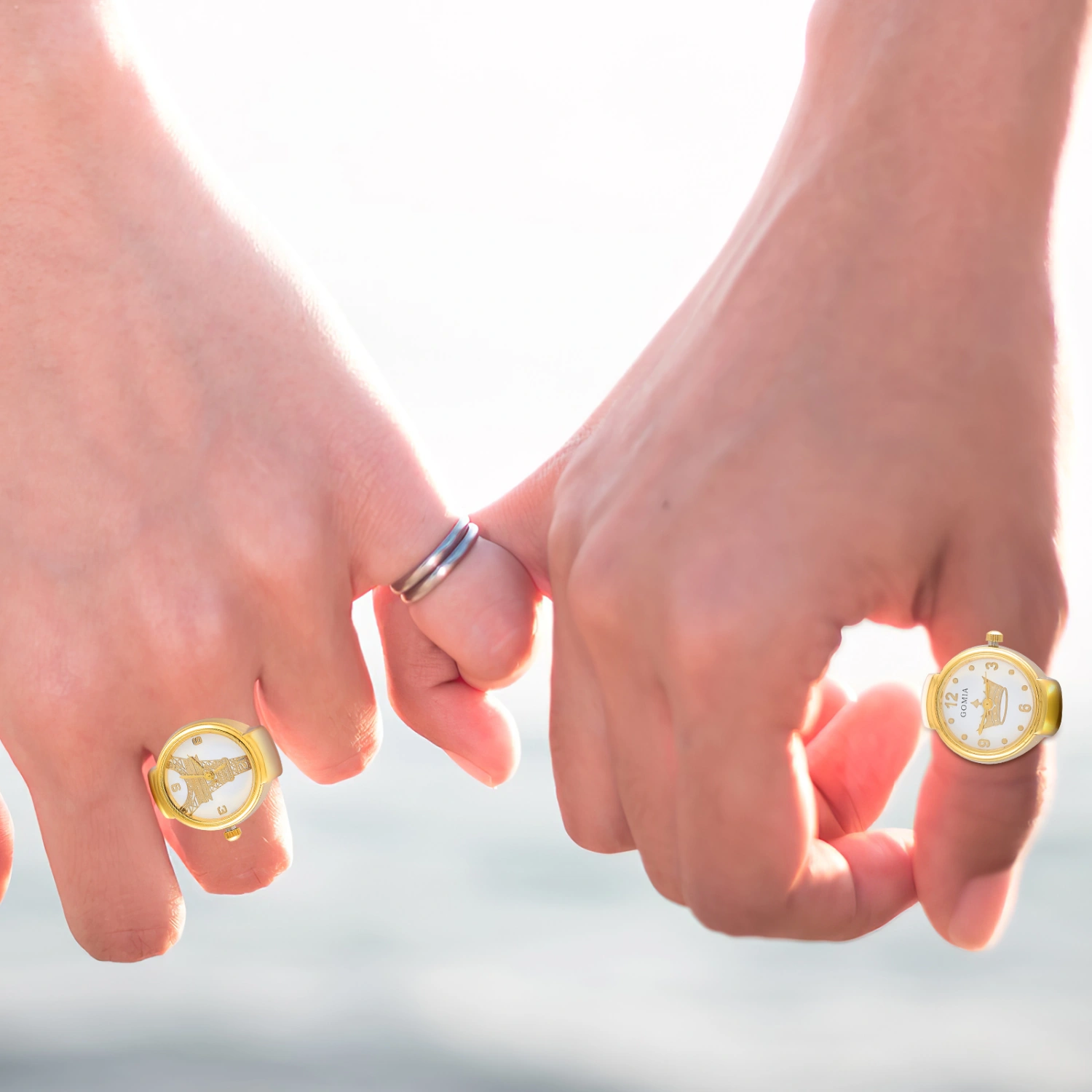 2 Pcs Finger Ring Watches Fashion Personality Ring Watches Clock Rings for Women and Men