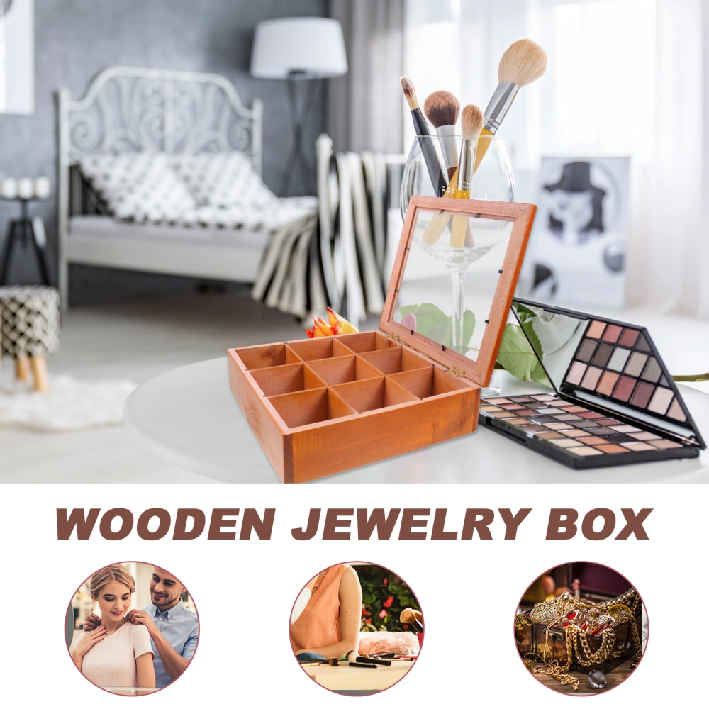 Jewelry Box Vintage Case Multi-grid Box Jewelry Storing Organizer Ring Wooden Box