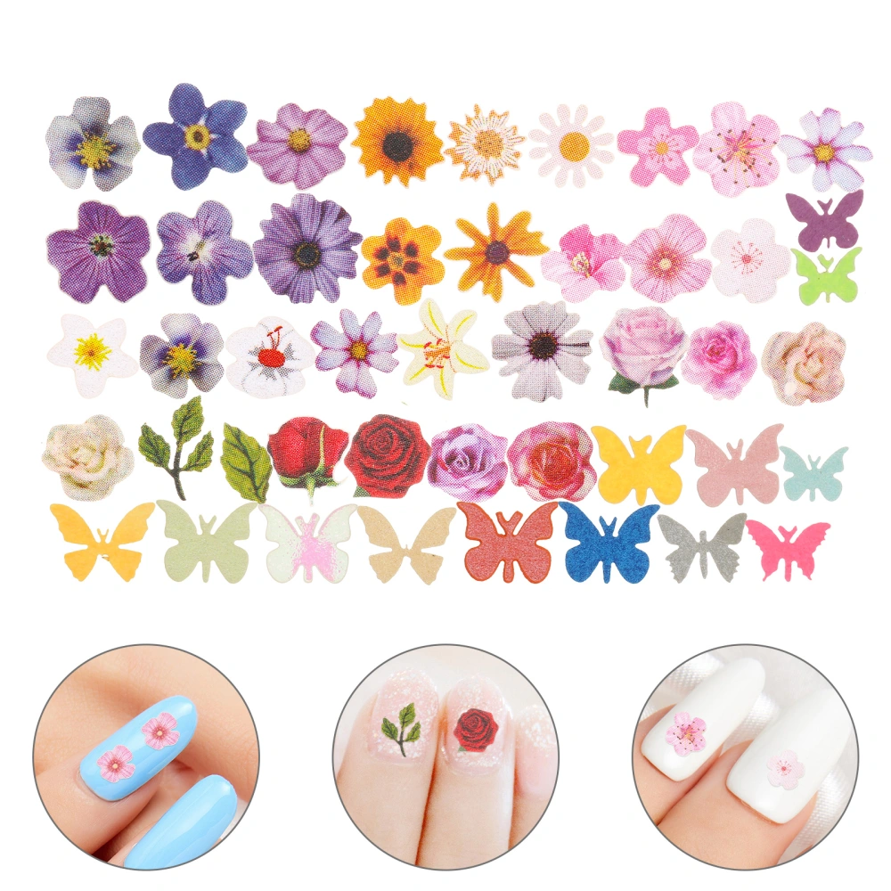 2 Boxes Nail Art Charms Flower Butterfly Nail Decals Manicure DIY Nail Decorations