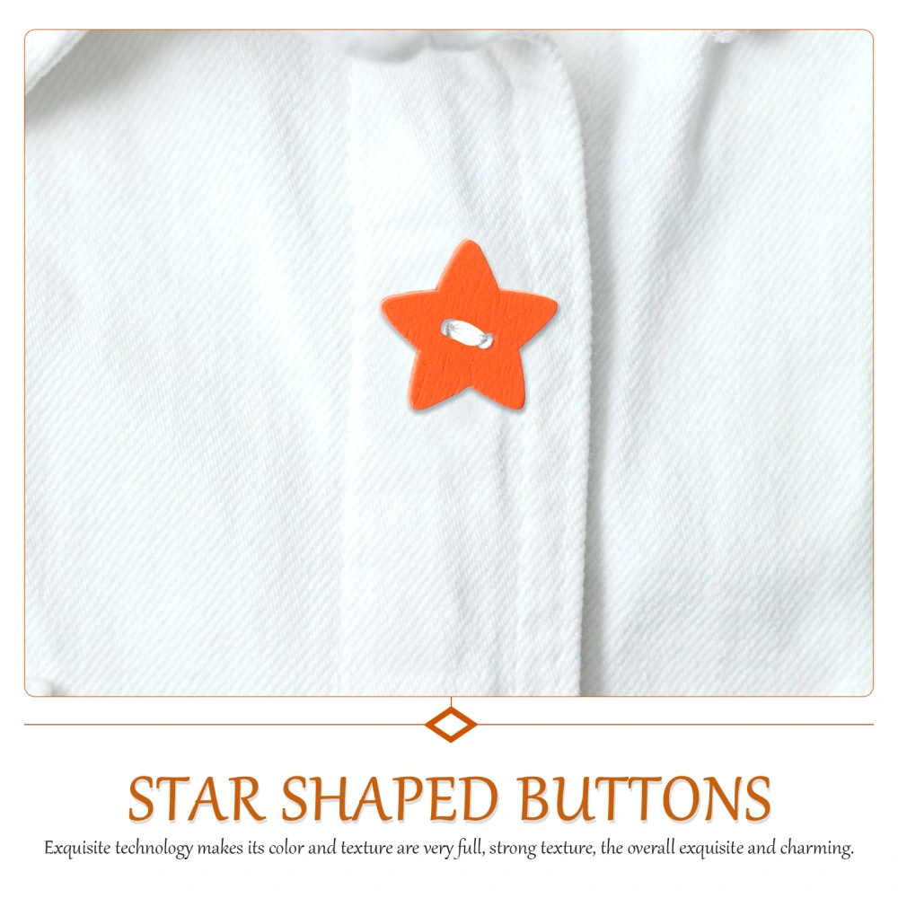 200pcs Wooden Five-pointed Star Shaped Buttons Two Holes Wooden Handcraft Buttons