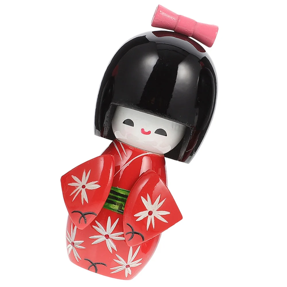 Japanese Kimono Doll Decor Wooden Kimono Doll Figurine Desktop Ornament