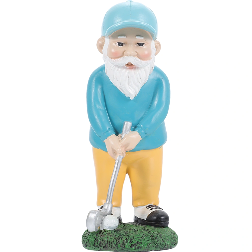 Golfing Gnome Funny Statue Resin Ornament Creative Decoration Garden Lawn Patio