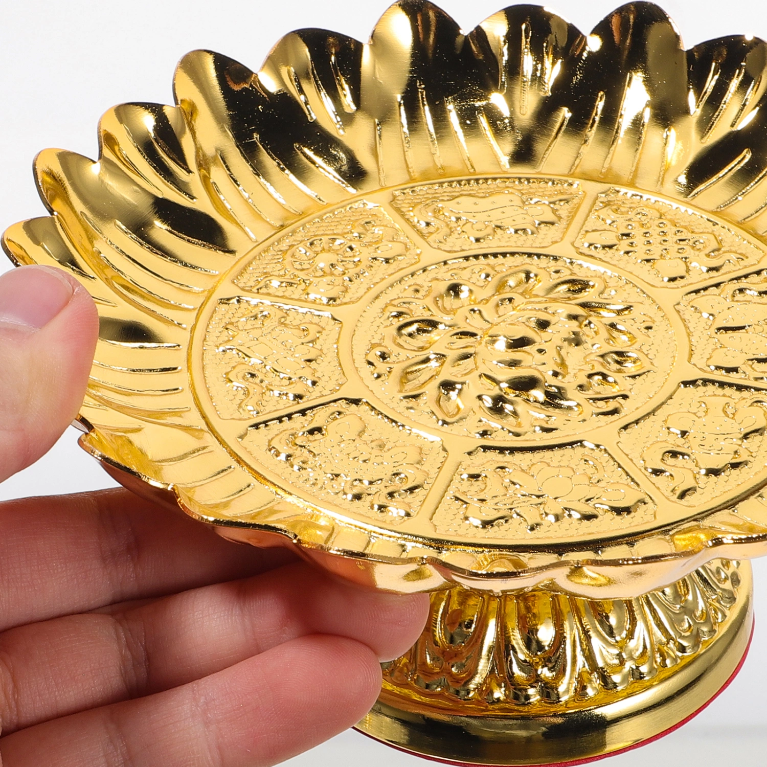 Temples Sacrifices Footed Fruit Bowl Lotus Design Fruit Offerings Bowl  Home Decoration