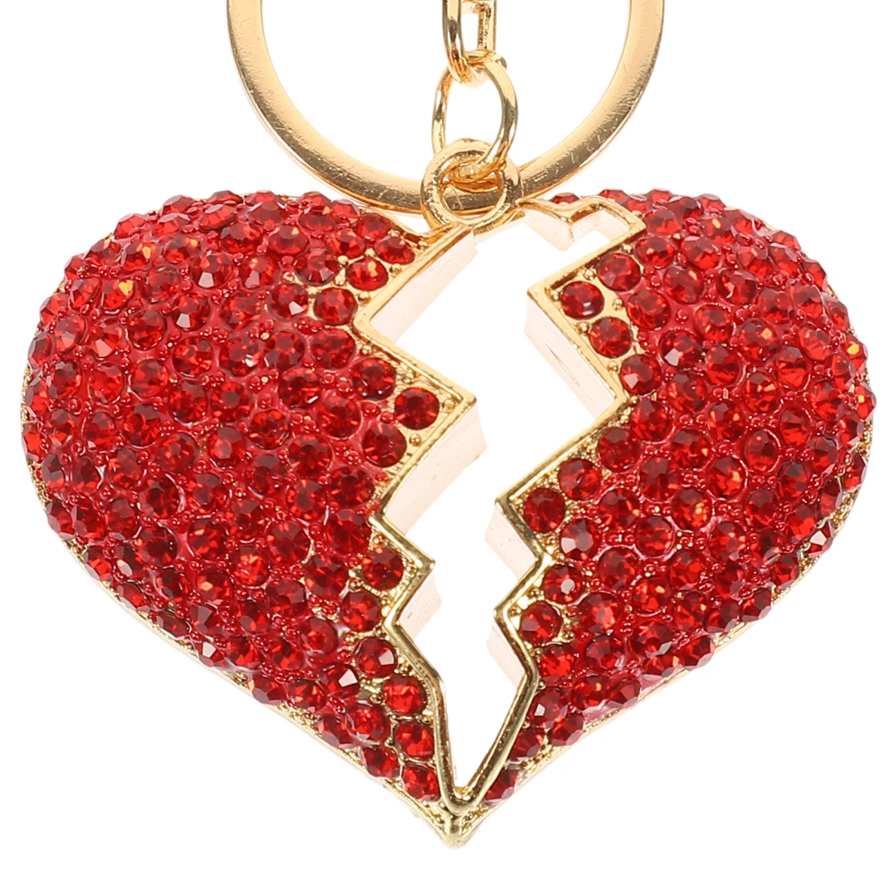 Heart Shaped Keychain Rhinestone Bag Charm Pendant Metal Keyring Backpack Pendant