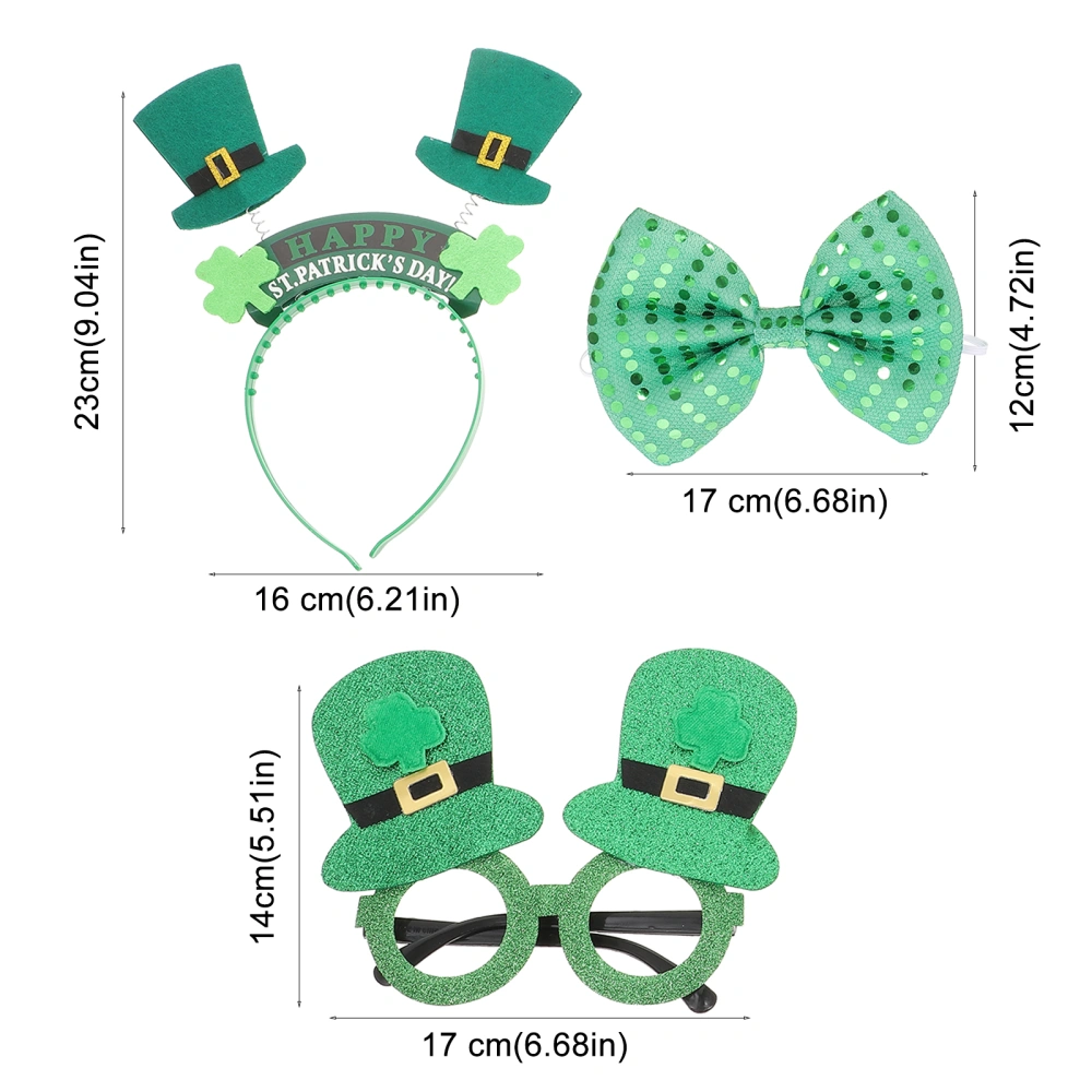 1 Set Patrick's Party Headband Eyeglasses Bow Mustaches Necklace Costume Accessories