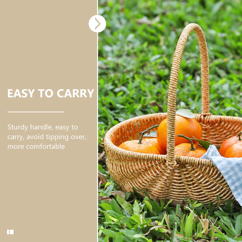 Imitation Rattan Fruits Basket Vegetable Basket Picnic Basket Storage Basket