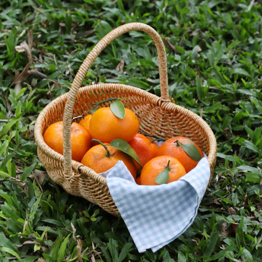 Imitation Rattan Fruits Basket Vegetable Basket Picnic Basket Storage Basket