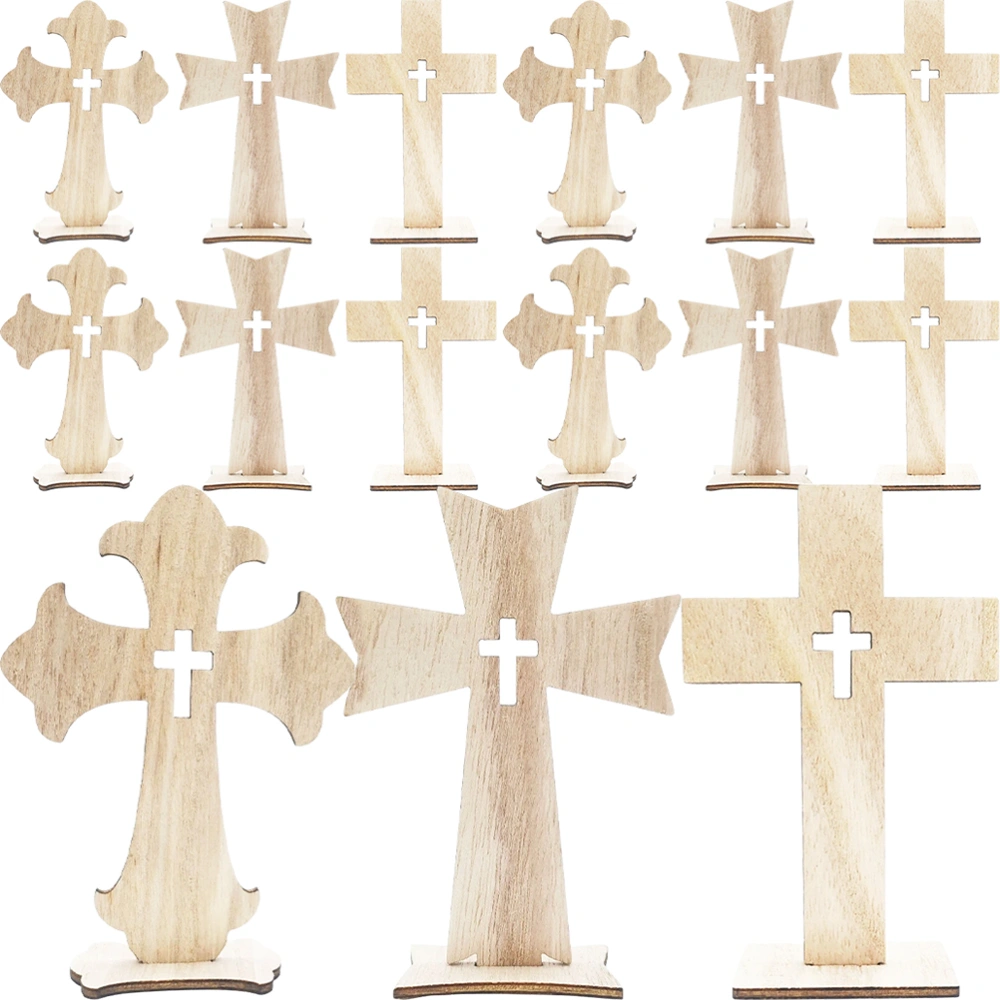 30pcs Handcraft Use Paintable Balnk Wooden Cross Ornament Unfinished Wooden Cross Slice DIY Supply