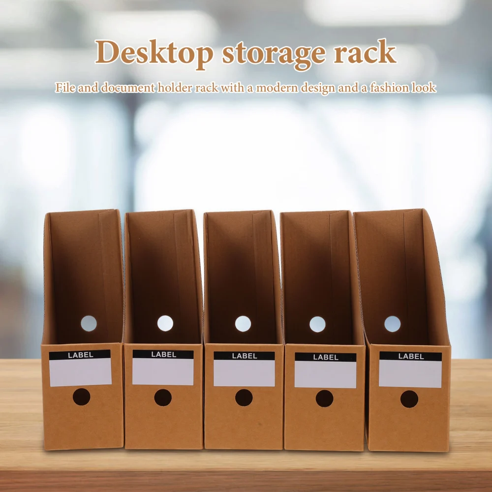 5Pcs File Document Storage Rack Desktop Bookshelf Office Files Books Holder File Organizers