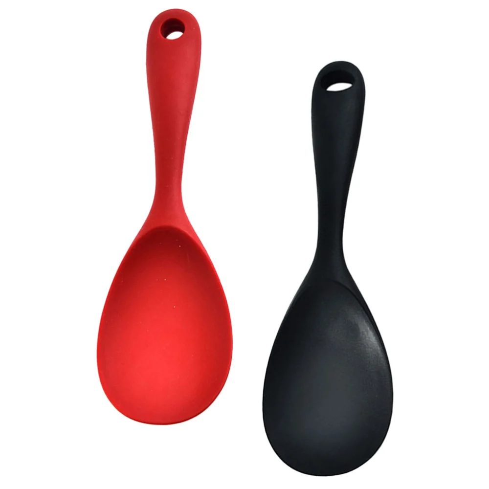 2Pcs Silicone Rice Spoon Wear-resistant Rice Spatula Household Rice Scooper Food Supply