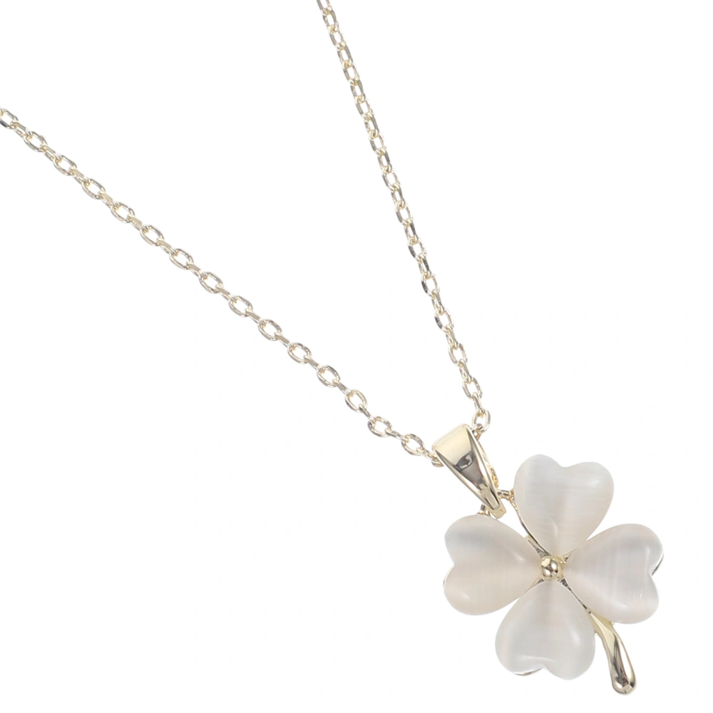 Exquisite Four-leaved Clover Necklace Premium Opal Necklace All-match Pendant For Girls And Boys