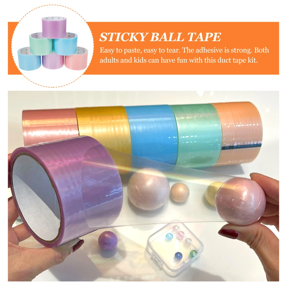 6 Rolls of Funny Decompression Tapes Toys DIY Colored Ball Tapes Adhesive Sticky Ball Tape Random Color