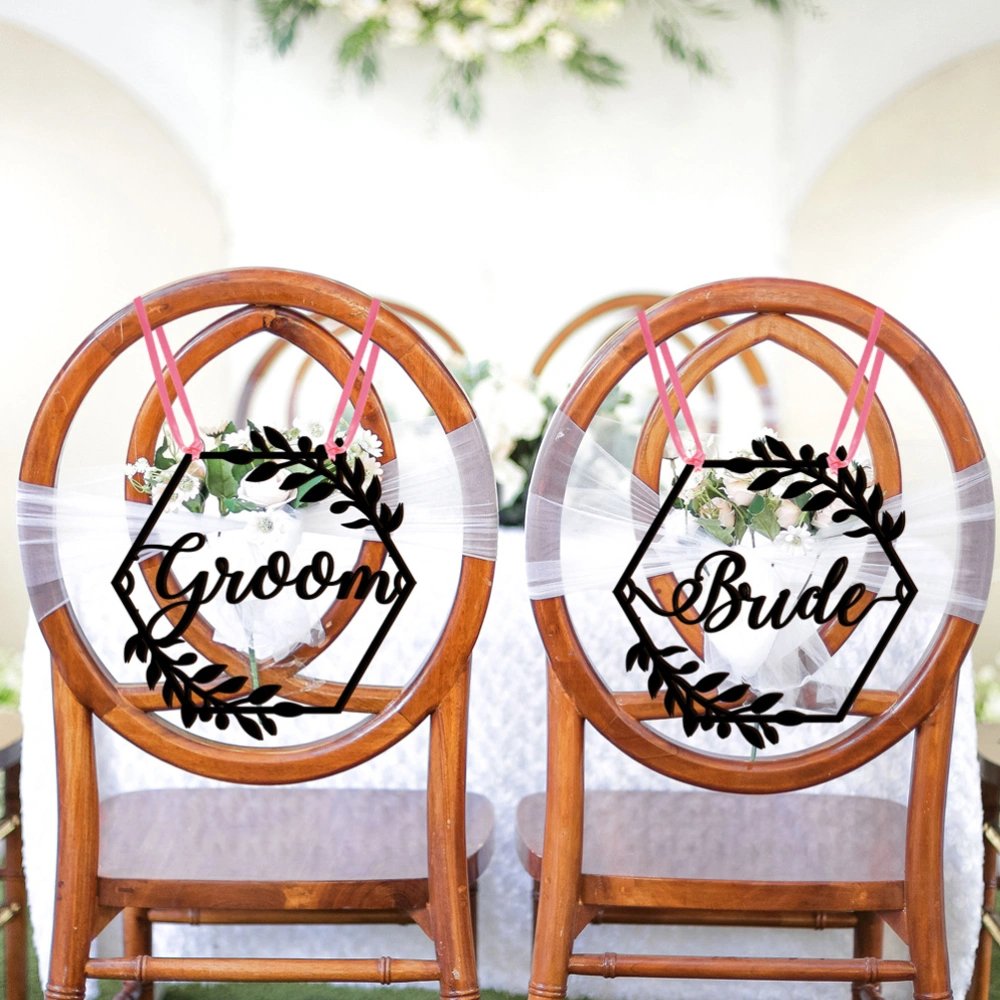 1 Set of Wedding Chair Signs Bride and Groom Chair Signs Engagement Party Supplies