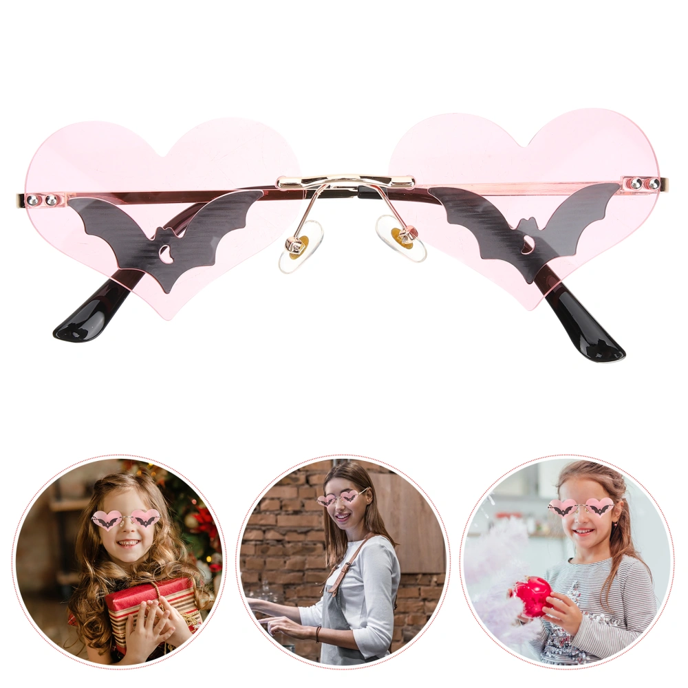 Rimless Sunglasses Heart Bat Sunglasses Party Sunglasses Funny Eyeglasses