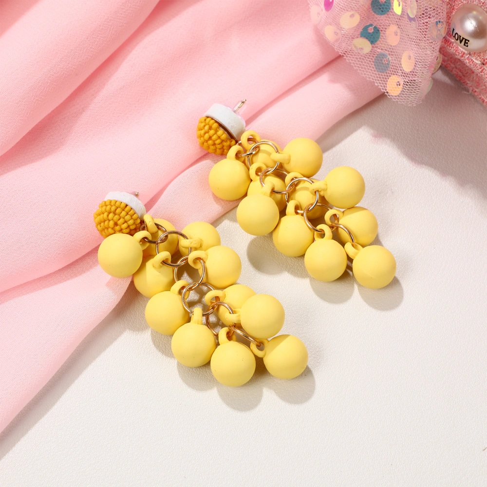 4 Pairs Candy Color Dangle Earrings Acrylic Ball Beads Eardops Decorative Women Earrings Jewelry