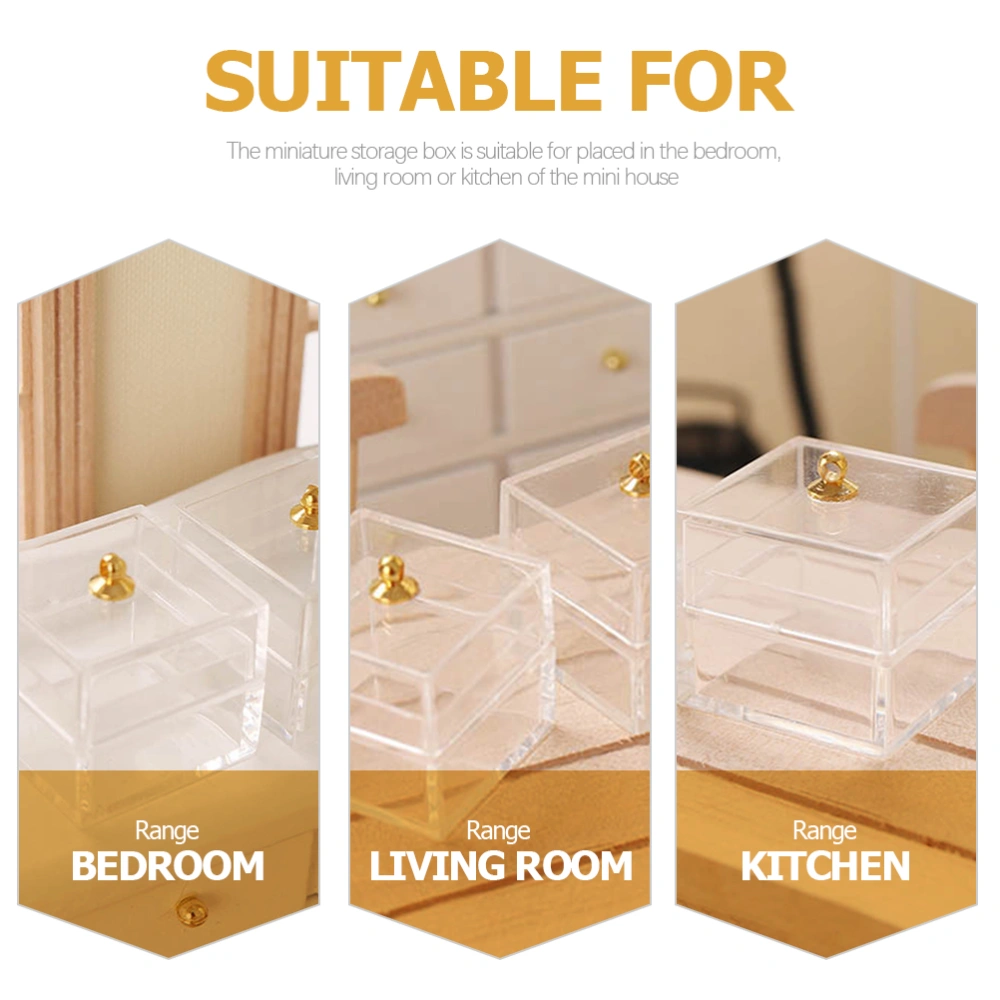 5pcs Miniature Storage Cases Transparent Boxes Mini Doll House Accessories