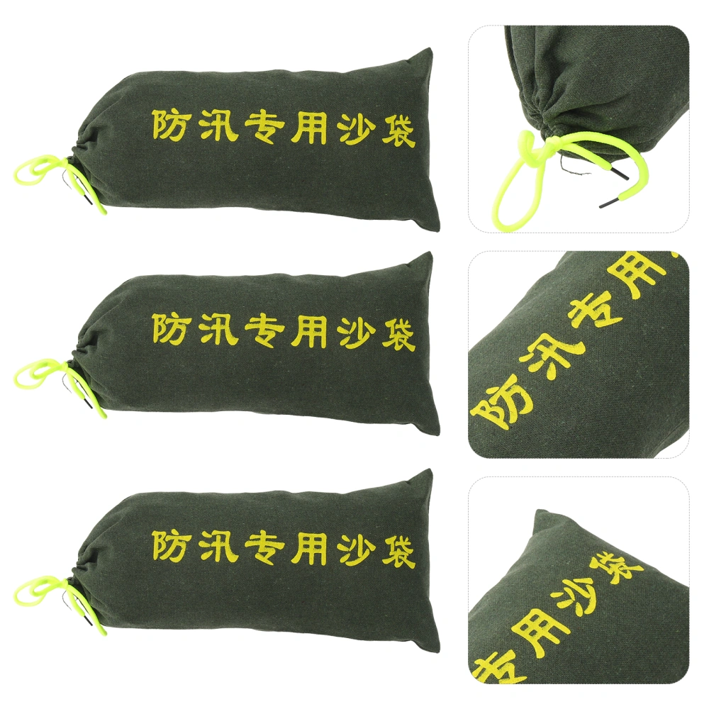 3Pcs Anti-flood Sandbag Flood Barrier Wear-resistant Sandbag Thick Canvas Sandbag for Flooding