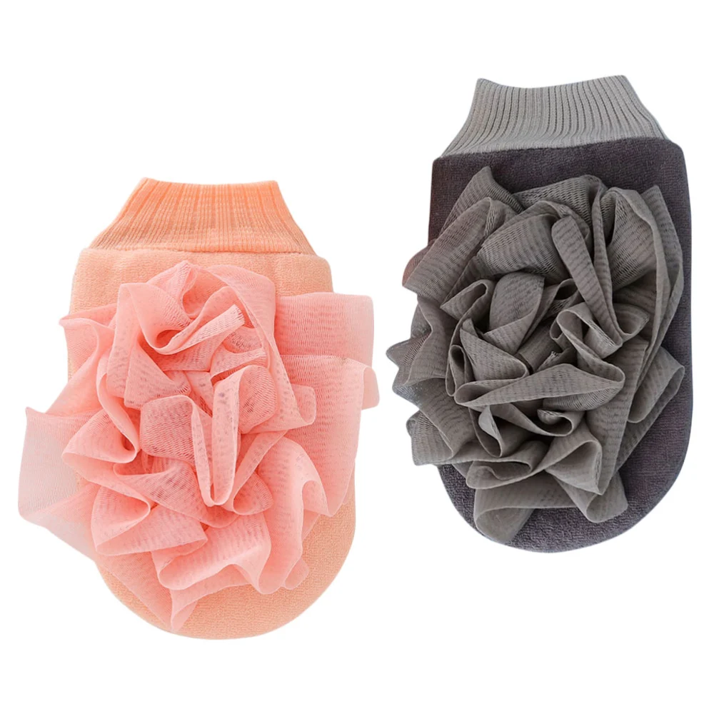 2pcs Bath Flower Scrub Towel Bath Towel Bath Gloves Body Scrub Gloves Bath Supplies