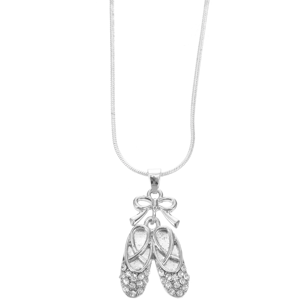 Crystal Ballet Shoe Necklace Rhinestones Pendant Necklace Women Neck Jewelry