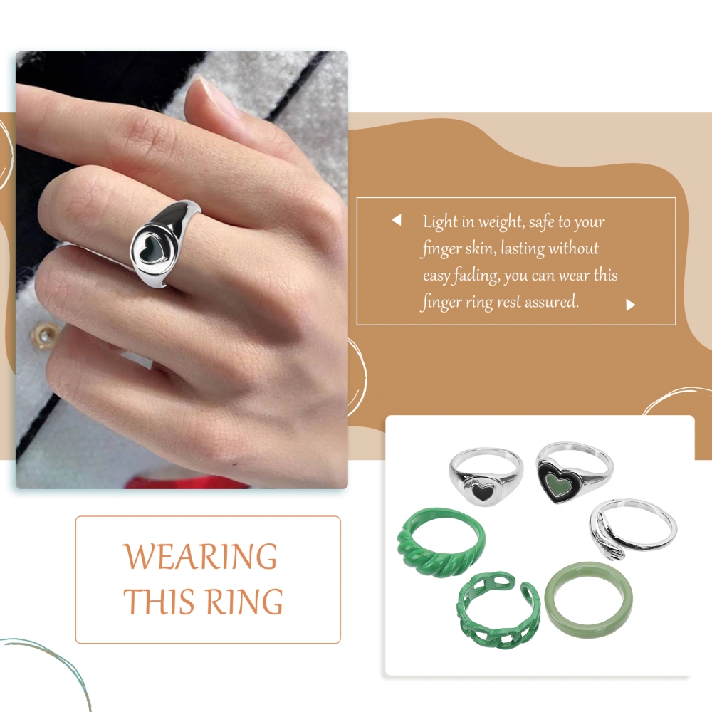 6pcs Summer Finger Rings Creative Knuckle Rings Chic Women Rings Jewelry