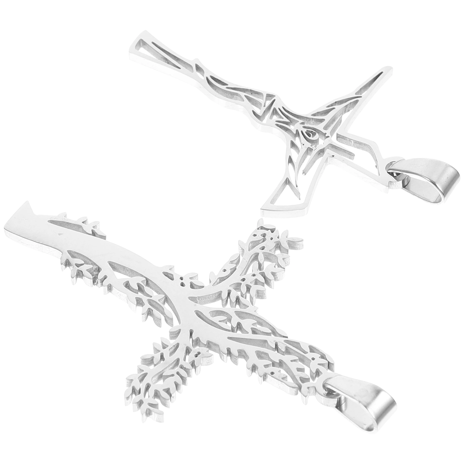 2Pcs Cross Tree Pendant Delicate Jesus Cross Craft Cross Religious Decor for Necklace