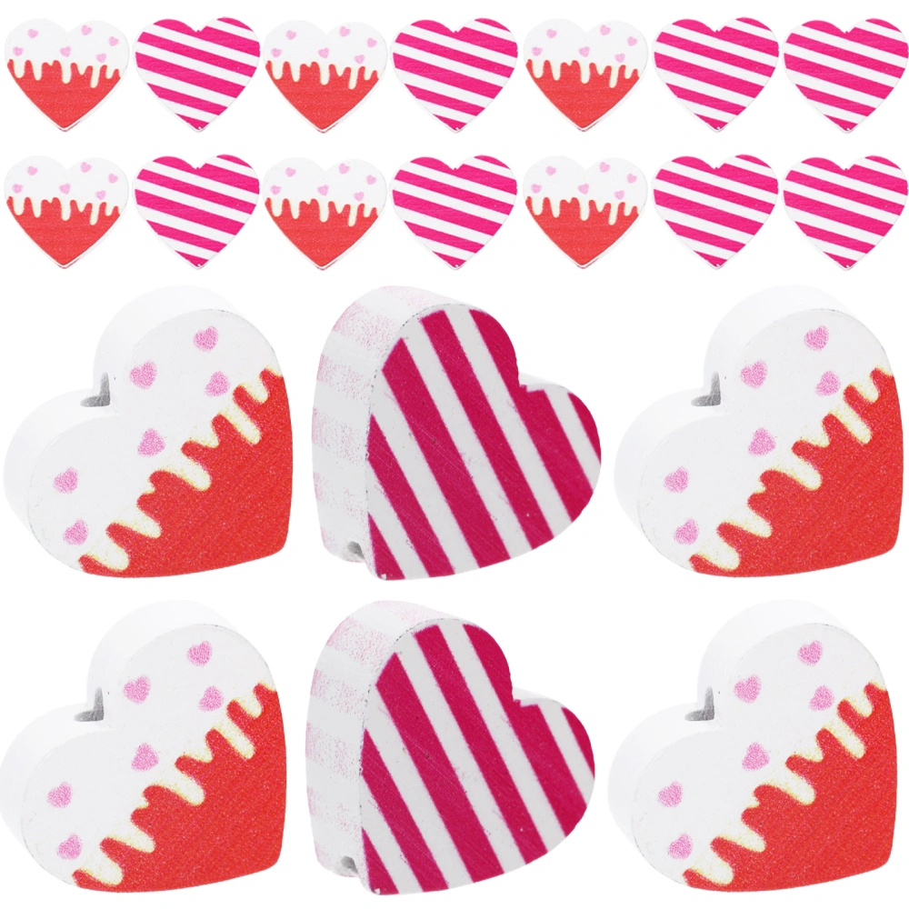 20pcs Heart Shape Wooden Loose Beads Wooden Spacer Beads String Bead Garland Material