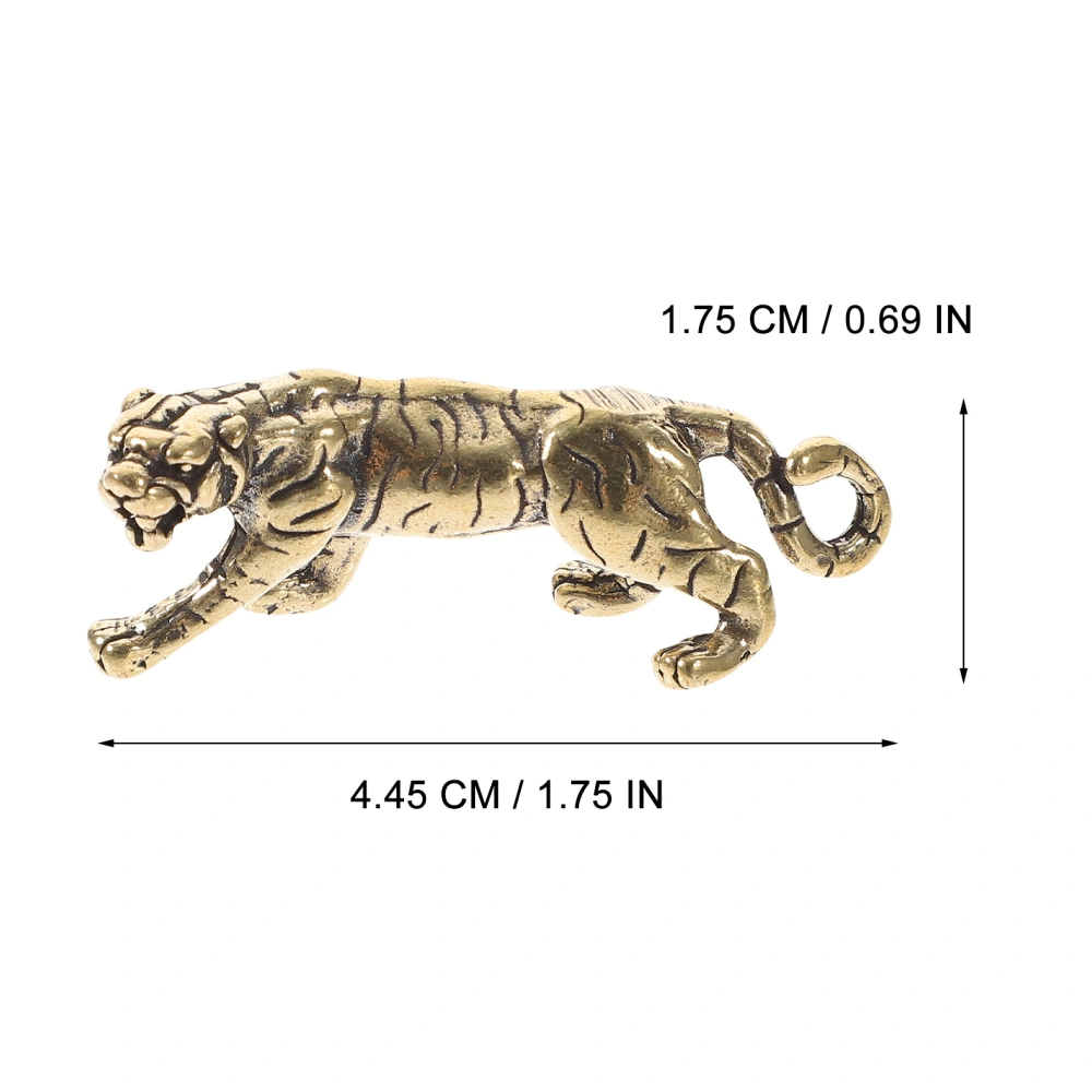 2pcs Retro Brass Tiger Adornment Exquisite Tiger Model Desktop Small Tiger Decor