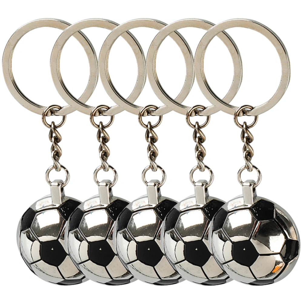 5pcs Football Theme Key Rings Half Football Pendant Decorative Keychains