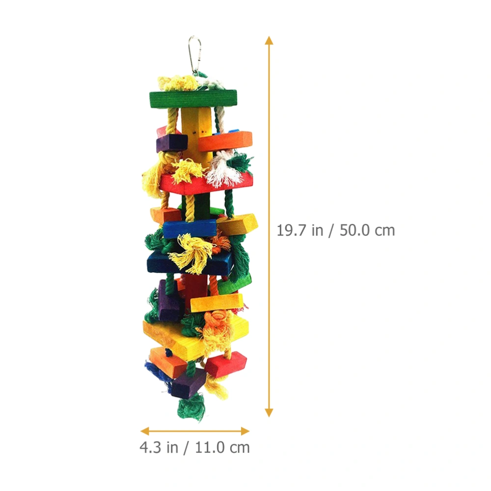 Hanging Bird Toy Parrot Biting Toy Wooden Teething Toy Safety Wood Parrot Toy Bird Cage Hanging Toy