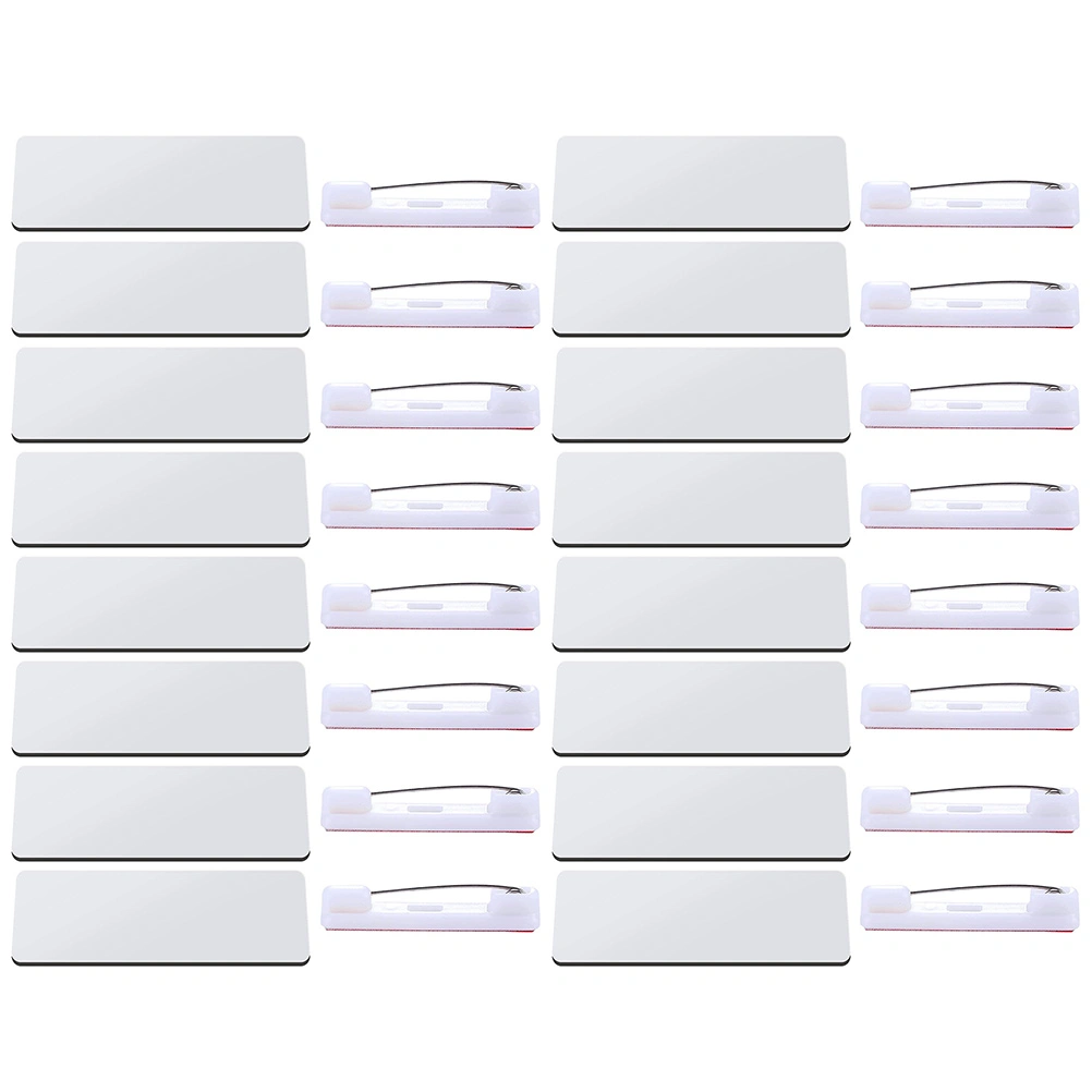 32Pcs Name Tag Blank Name Badges DIY Blank ID Sublimation Name Badge with Pin Backing for Office