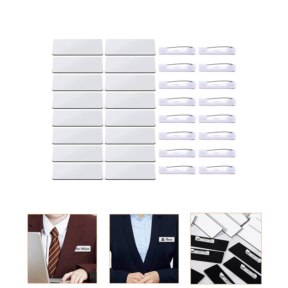 32Pcs Name Tag Blank Name Badges DIY Blank ID Sublimation Name Badge with Pin Backing for Office