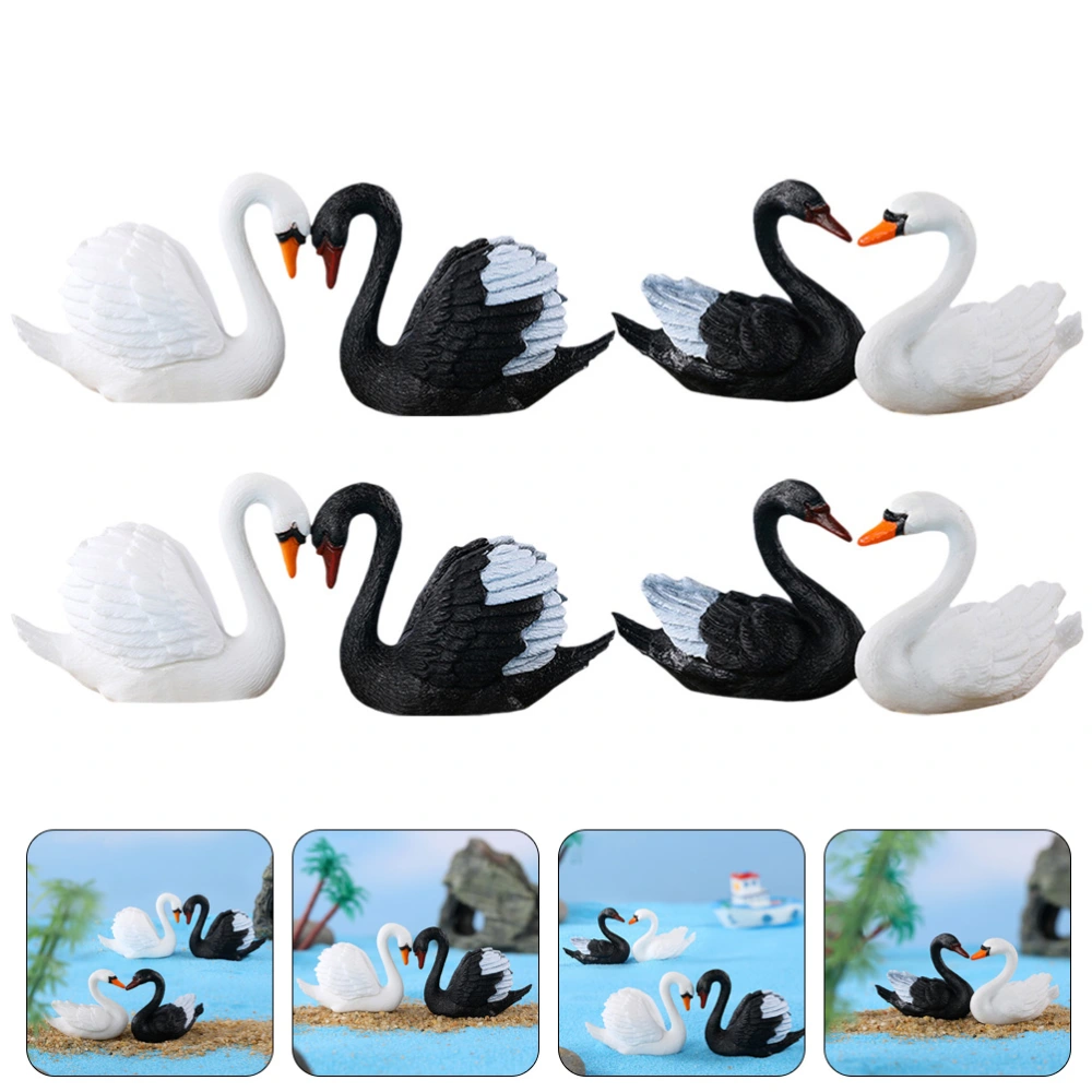 8pcs  Couple Swan Ornaments Decorative Swan Figurines DIY Flowerpot Accessories