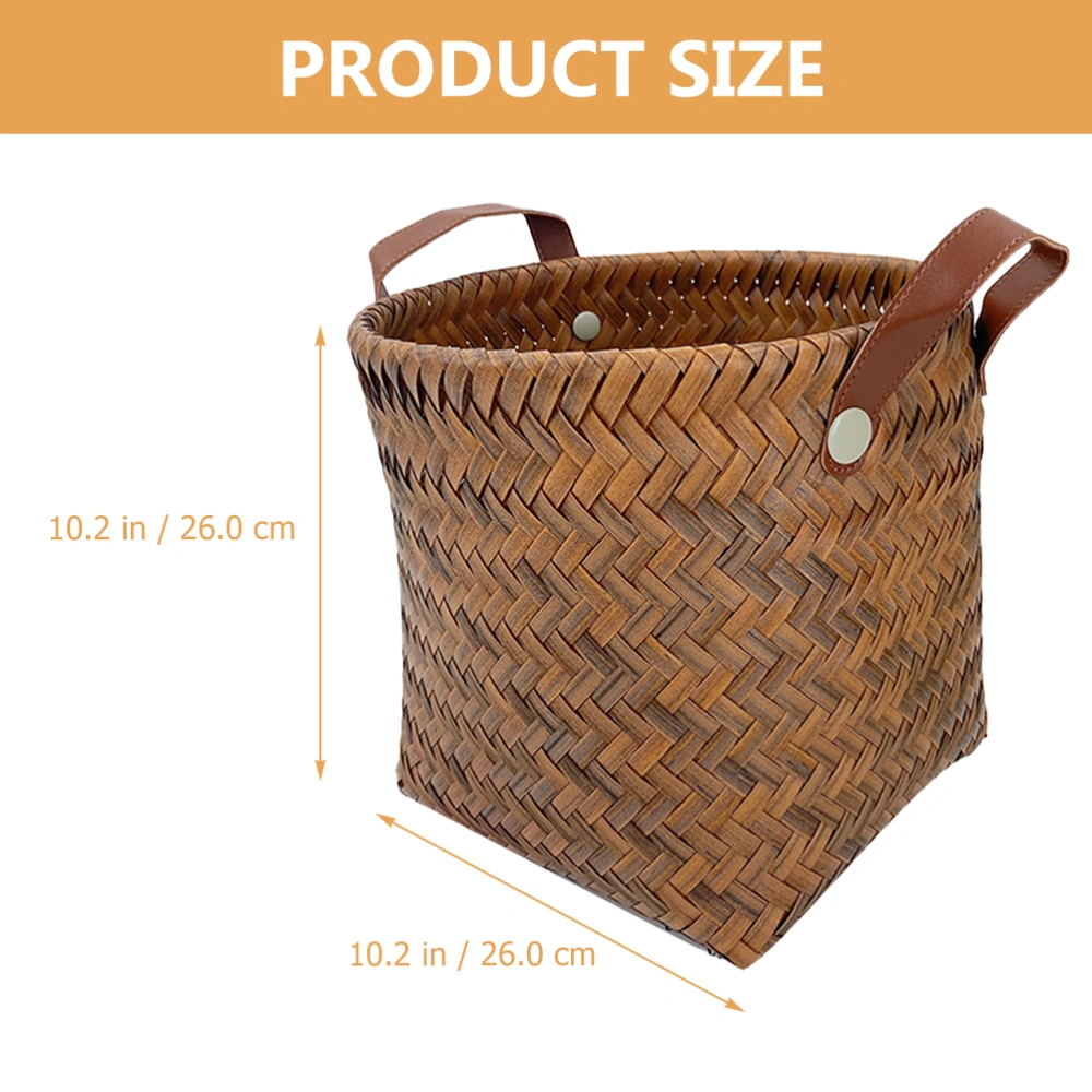 Woven Design Storage Holder Vintage Woven Handle Basket Sundries Storage Basket