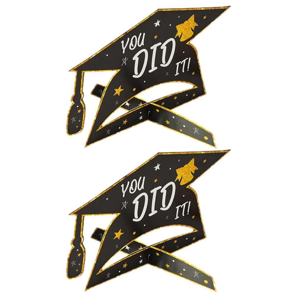 2pcs 2023 Graduation Party Doctoral Cap Ornament Graduation Desktop Decor