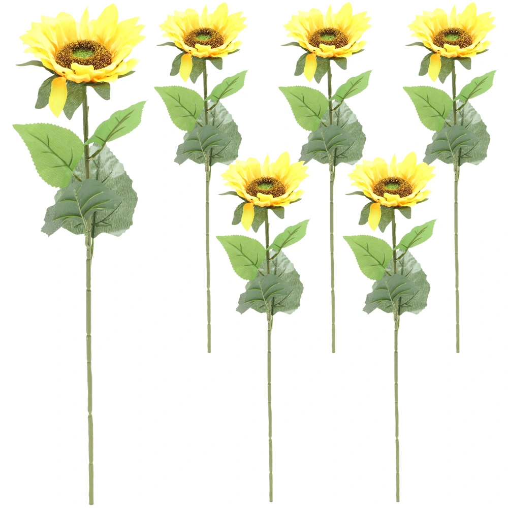 6pcs Delicate Imitation Sunflower Stems Fake Sunflower Ornaments Plant Decor