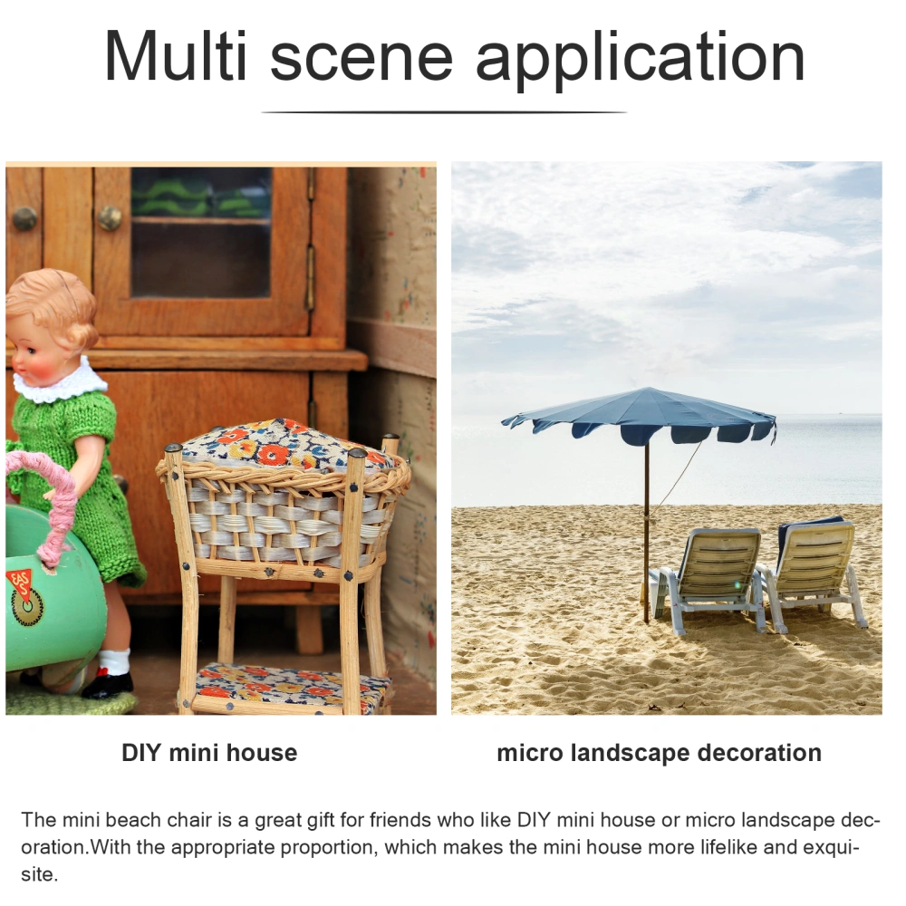 3pcs Mini House Beach Chair Mini House Chair Micro Beach Landscape Accessories