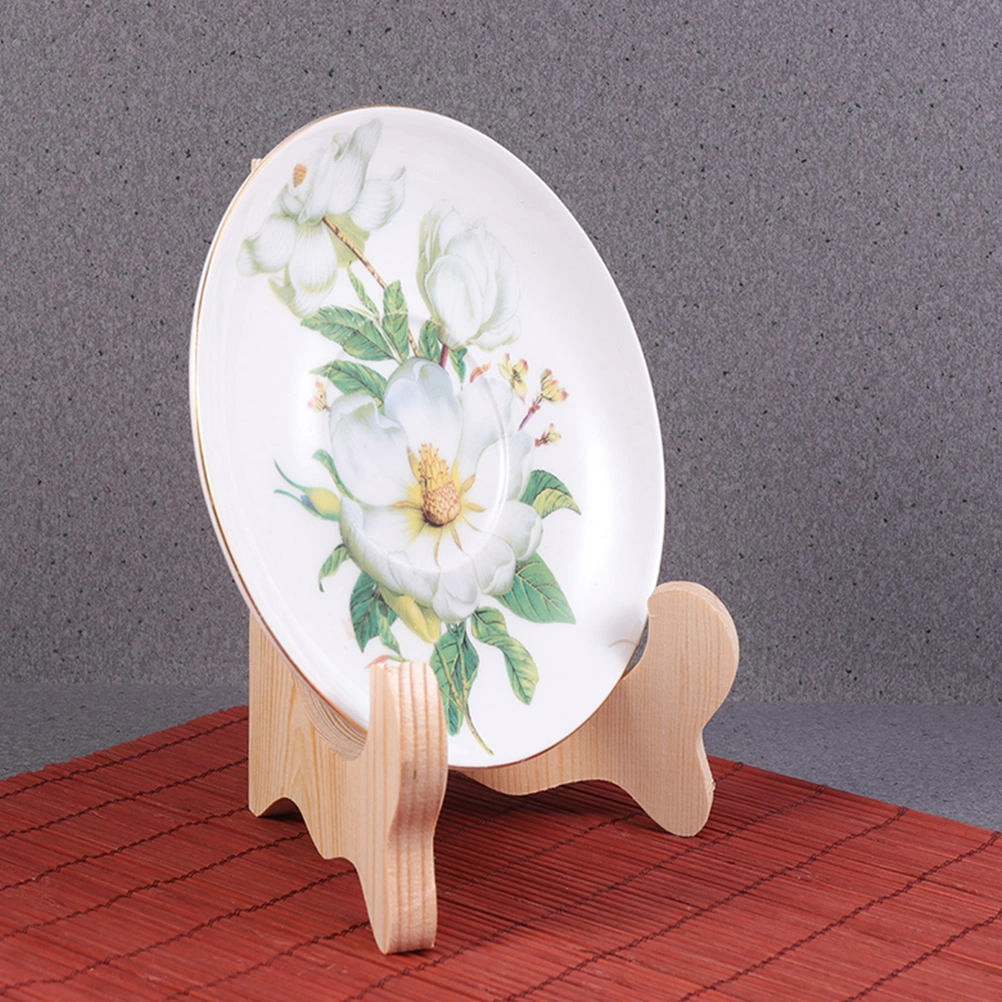 2pcs Plate Display Stand Dish Easel Rack Desktop Display Holder Wood Easels