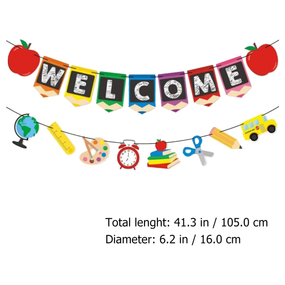 4pcs Welcome Banner First Day of School Classroom Banner Back to School Party Decor