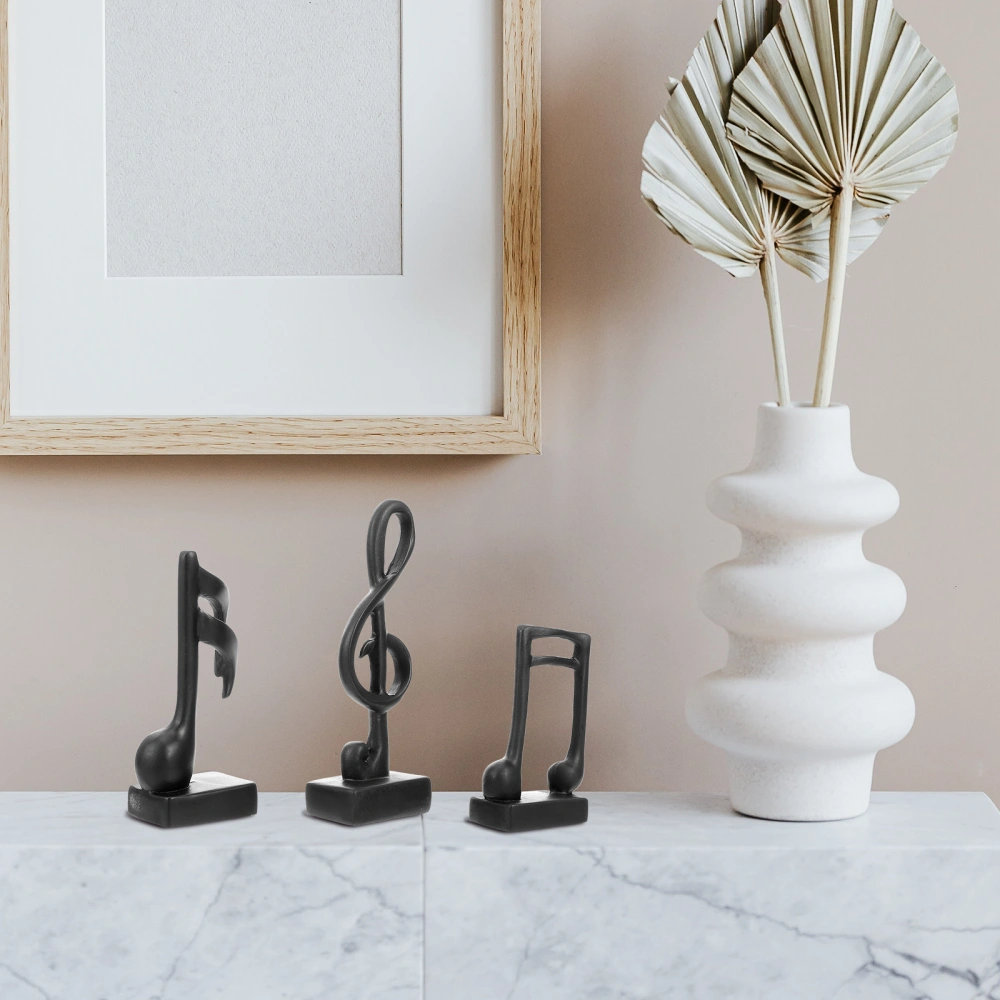 3pcs Music Note Figurines Decorative Ornaments Art Decor Musical Sculptures