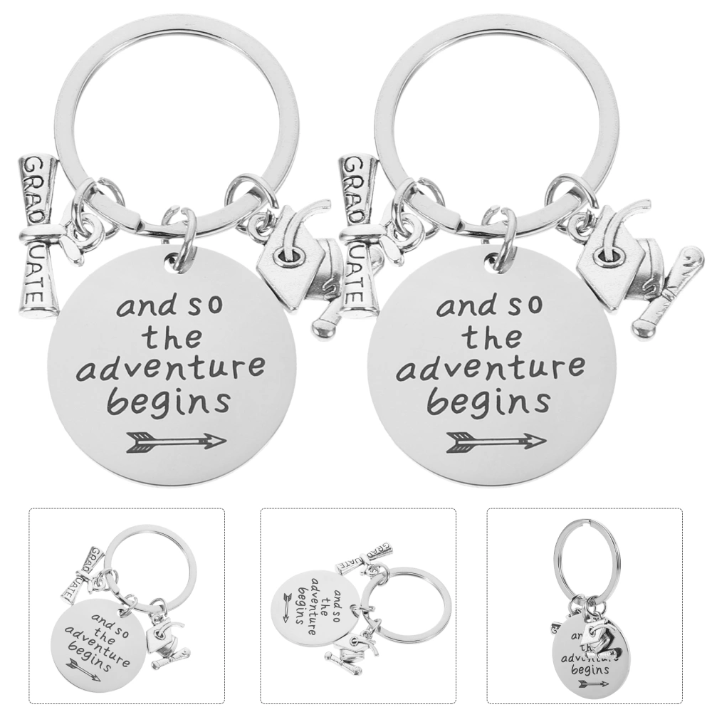 2Pcs Graduation Keychain Grad Keyring 2023 Graduation Key Holder Bag Keychain Pendant