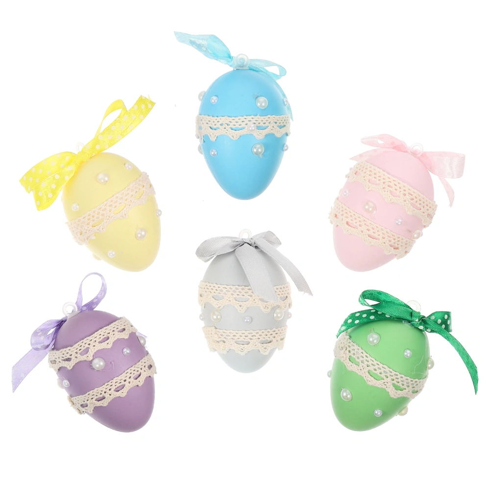 6pcs Simulation Easter Ribbon Eggs DIY Ribbon Three-dimensional Bowknot Eggs